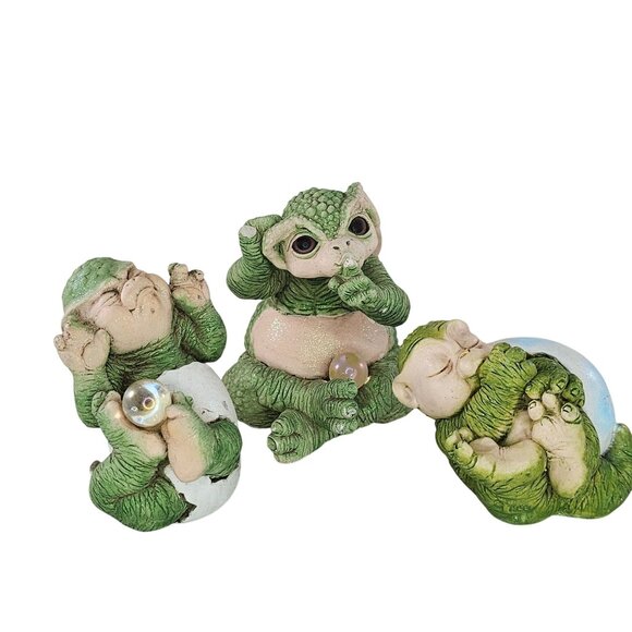 Vintage Marty Dragon Keep Baby Dragon Figurines Set Of 3 FLAWS AS IS - Picture 1 of 16